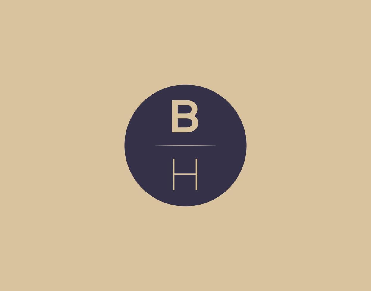 imagens vetoriais de design de logotipo moderno e elegante de letra bh vetor