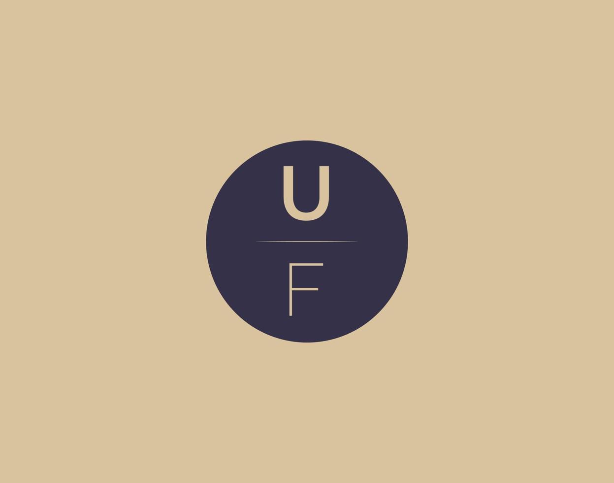 imagens vetoriais de design de logotipo moderno e elegante de letra uf vetor