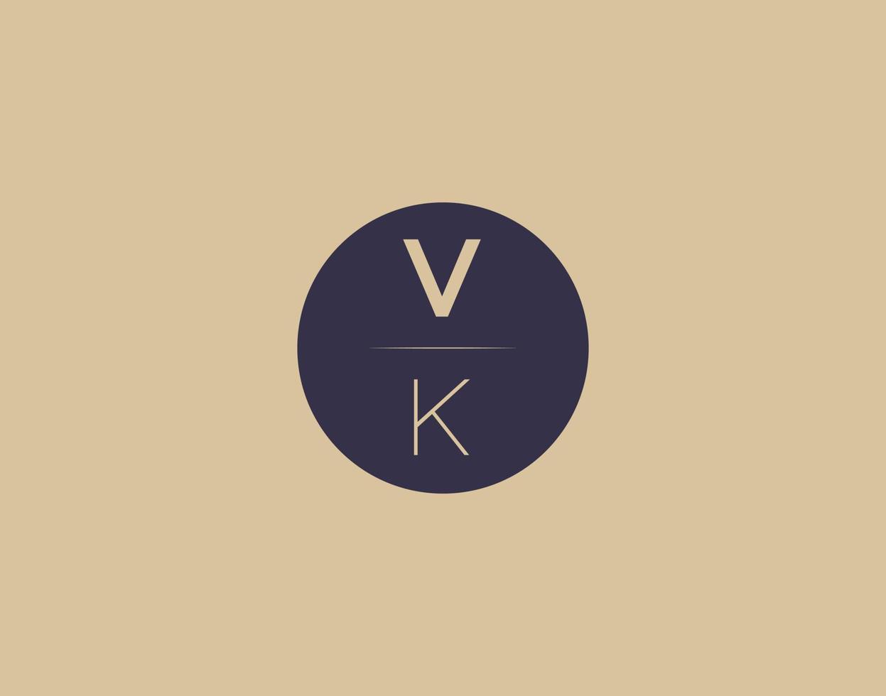 imagens vetoriais de design de logotipo moderno e elegante de carta vk vetor