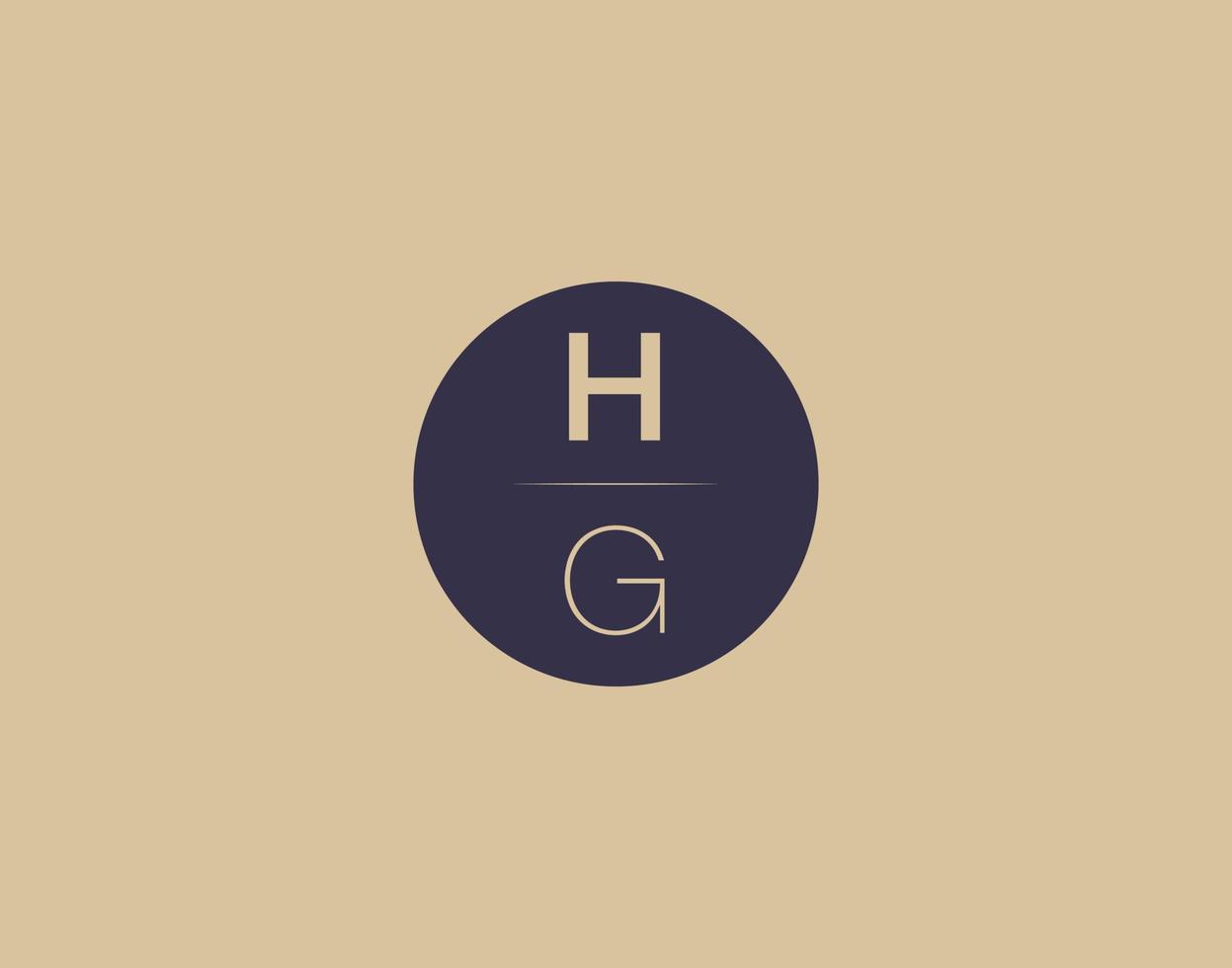 imagens vetoriais de design de logotipo moderno e elegante de letra hg vetor