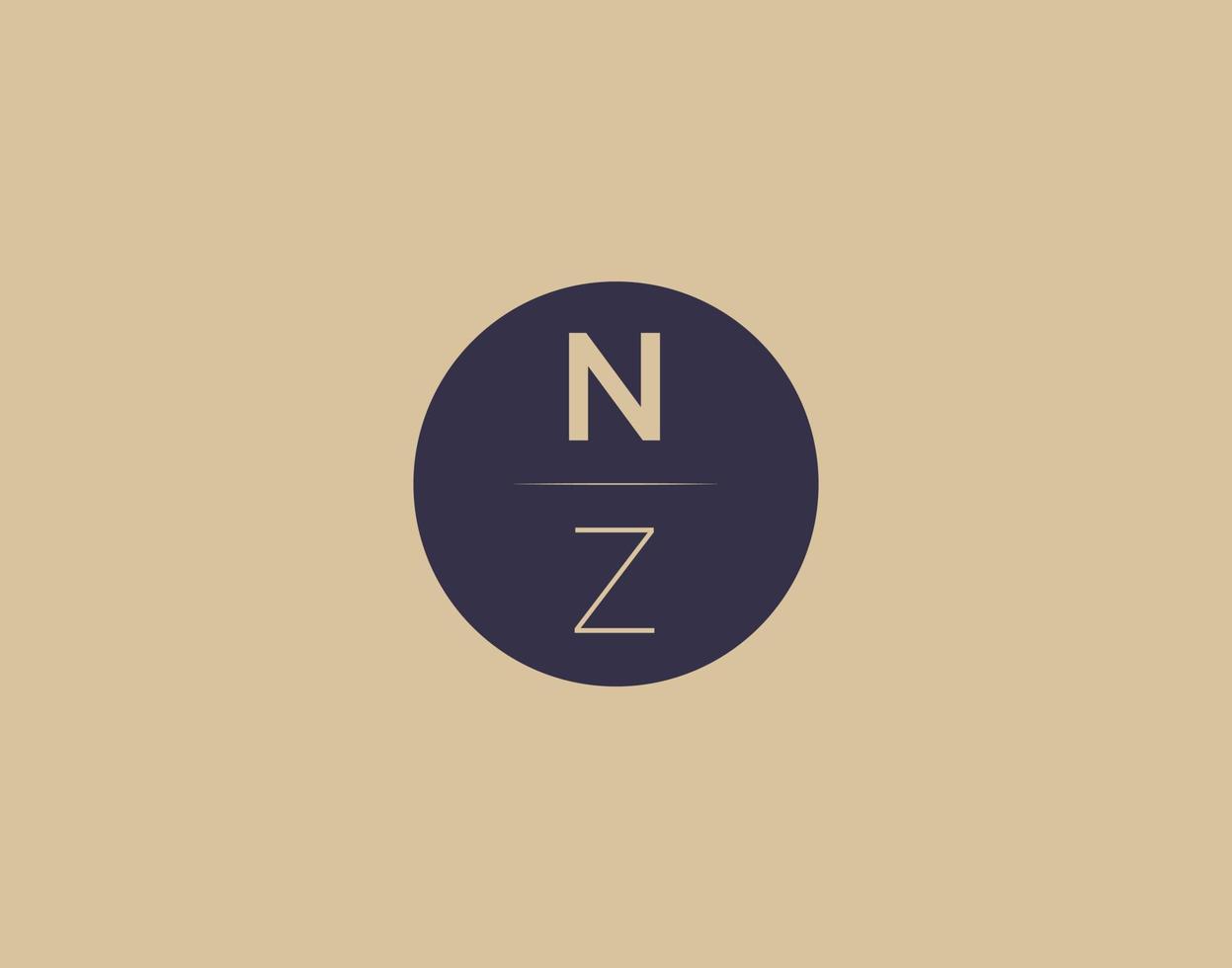 imagens vetoriais de design de logotipo moderno e elegante de carta nz vetor