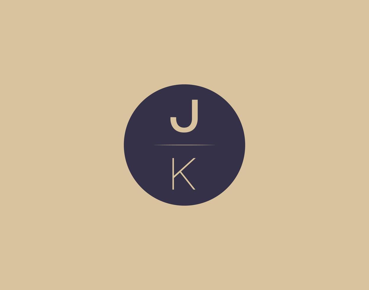 imagens vetoriais de design de logotipo moderno e elegante da carta jk vetor