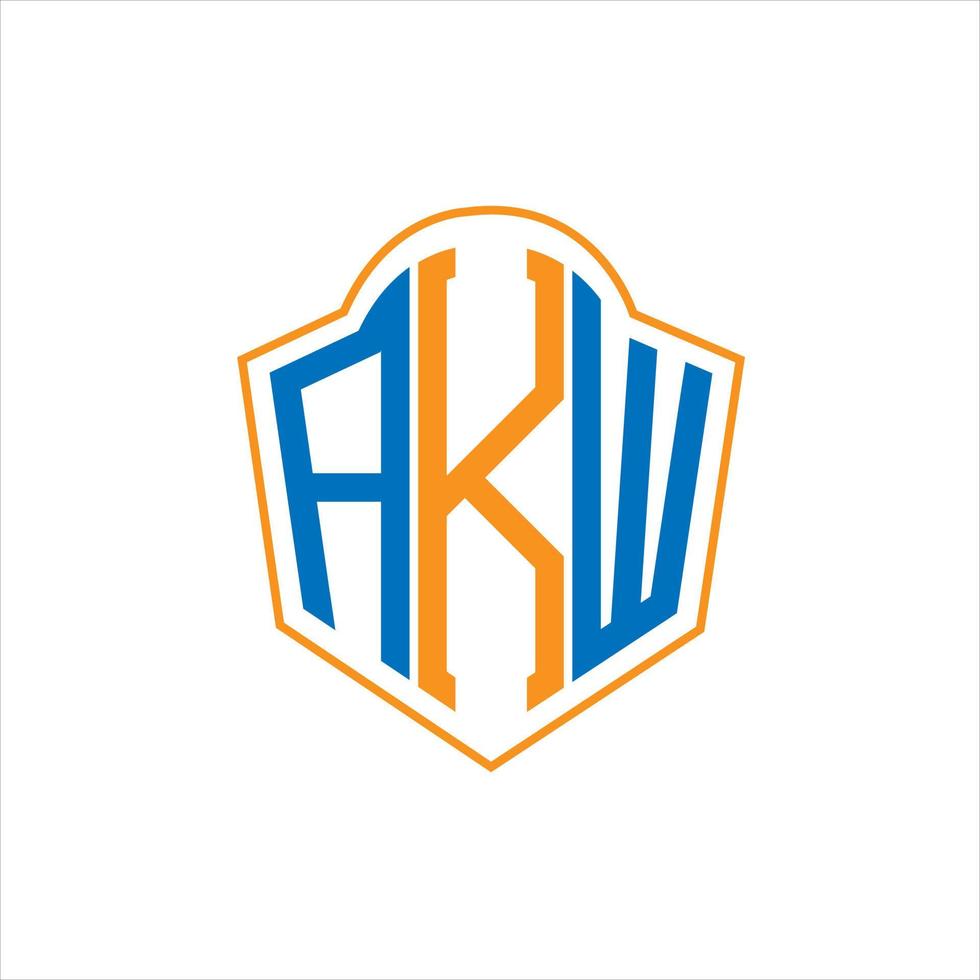 akw design de logotipo escudo monograma abstrato sobre fundo branco. akw logotipo de letra de iniciais criativas. vetor