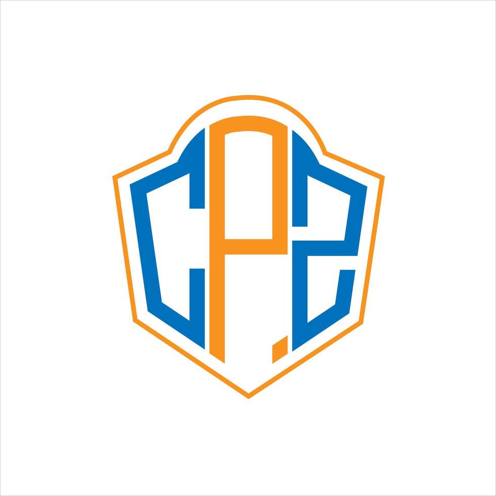 design de logotipo de escudo de monograma abstrato cpz em fundo branco. logotipo da carta inicial criativa cpz. vetor