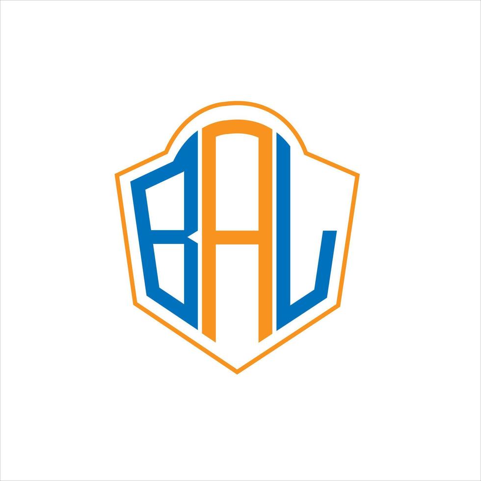 design de logotipo de escudo de monograma abstrato bal sobre fundo branco. logotipo de letra de iniciais criativas bal. vetor