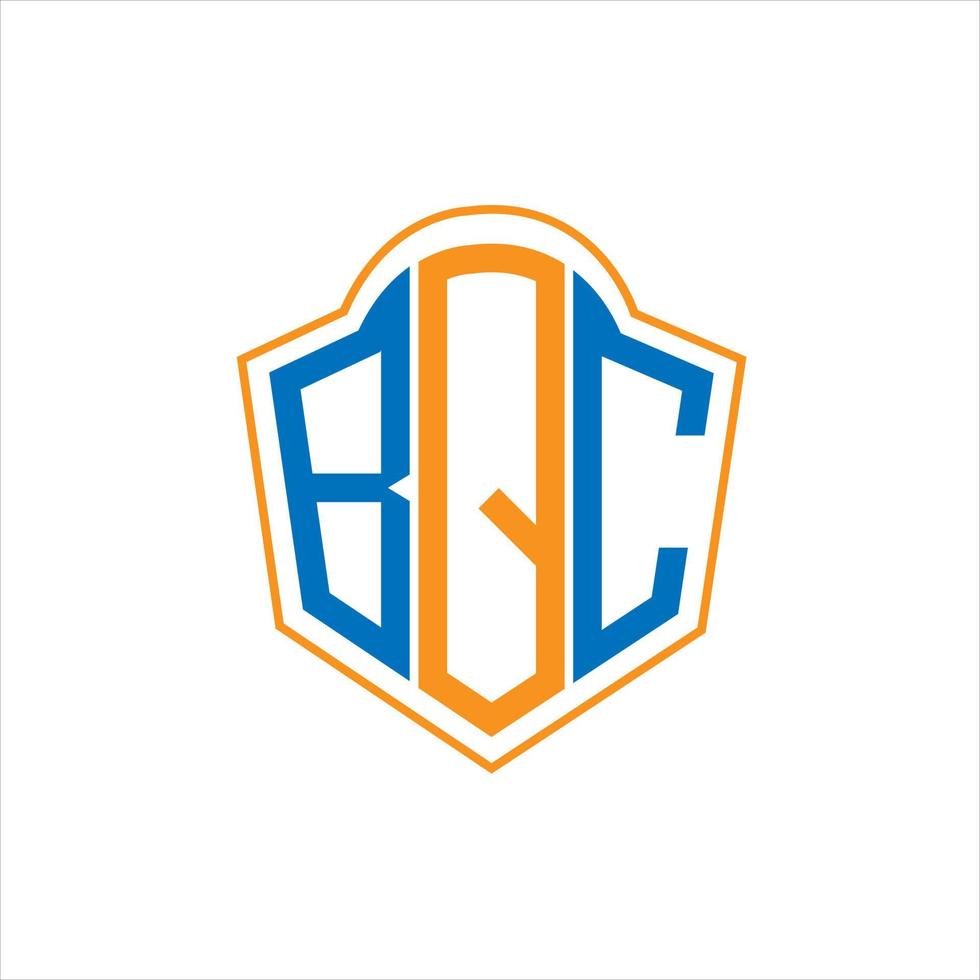 bqc design de logotipo escudo monograma abstrato em fundo branco. logotipo da letra das iniciais criativas bqc. vetor