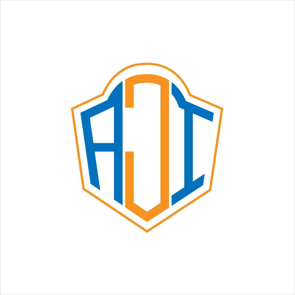 design de logotipo de escudo de monograma abstrato aji em fundo branco. logotipo da letra inicial criativa aji. vetor