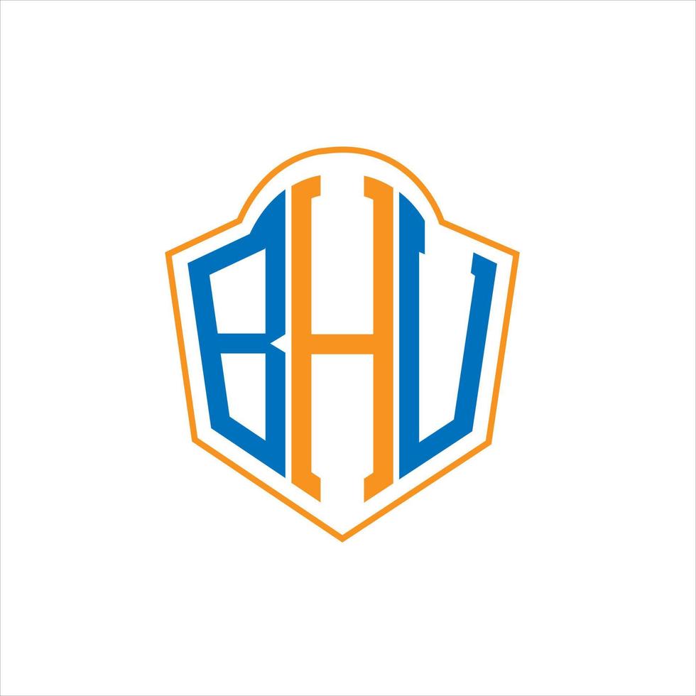 bhu design de logotipo escudo monograma abstrato em fundo branco. logotipo da carta inicial criativa bhu. vetor