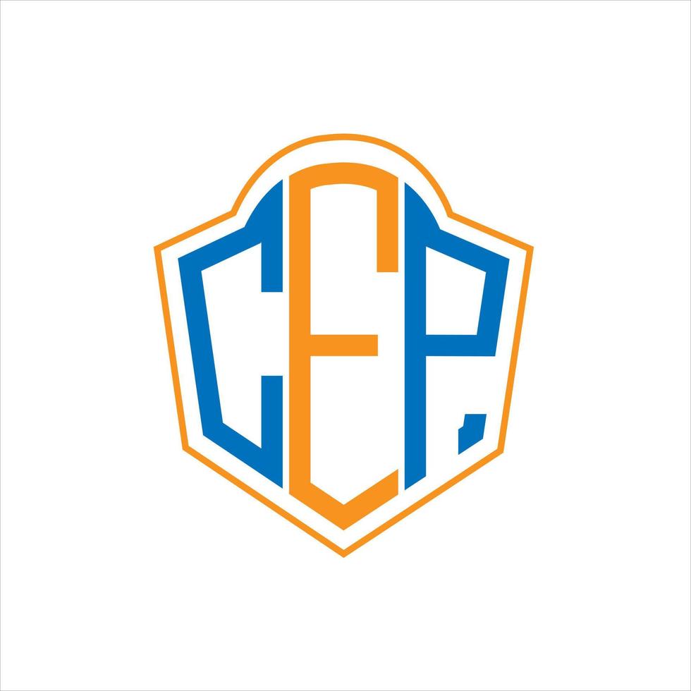 cep design de logotipo escudo monograma abstrato em fundo branco. logotipo da carta inicial criativa cep. vetor