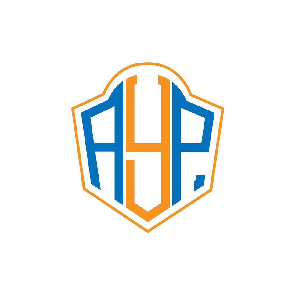 design de logotipo de escudo de monograma abstrato ayp em fundo branco. logotipo da carta inicial criativa ayp. vetor