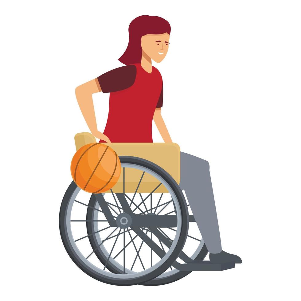 vetor de desenhos animados de ícone de jogo de cadeira de rodas de menina. esporte físico