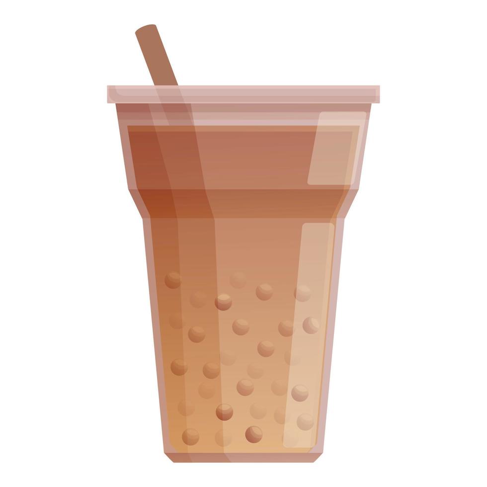 vetor de desenhos animados de ícone de chá de bolha de cacau. bebida de leite
