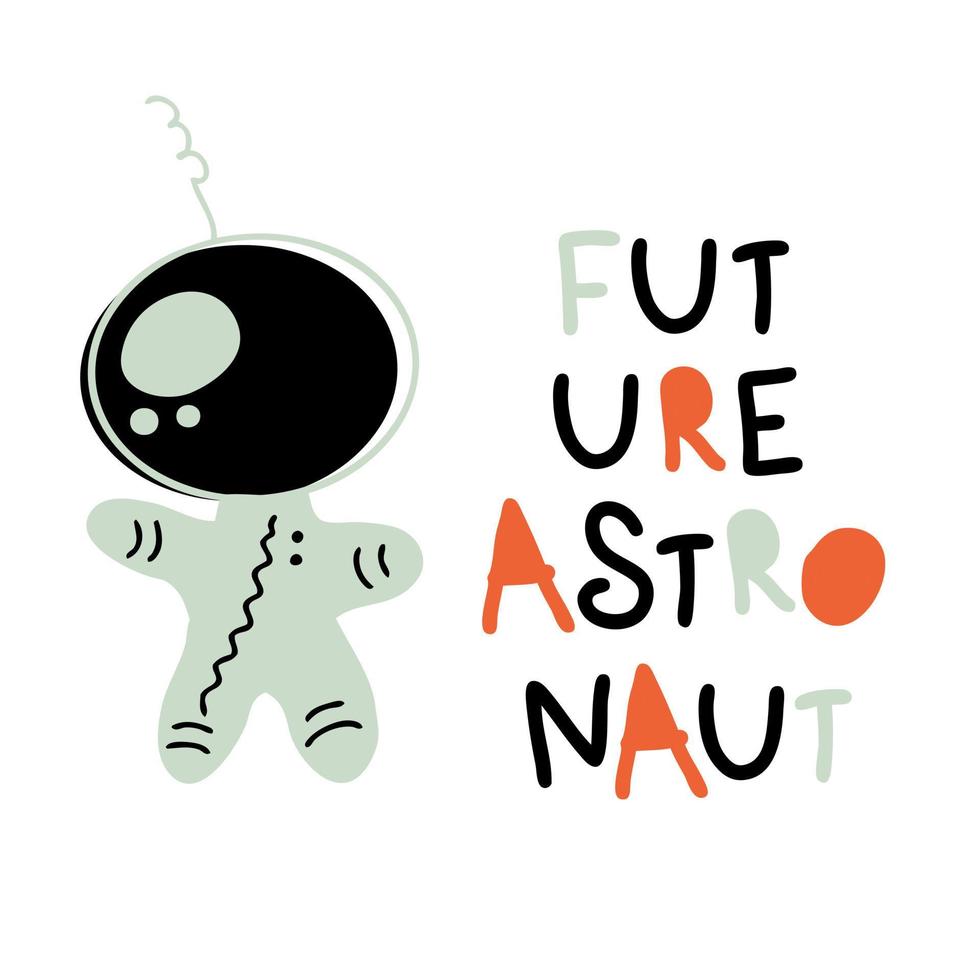 impressão de slogan do futuro astronauta. perfeito para t-shirt, adesivos, cartões. vetor