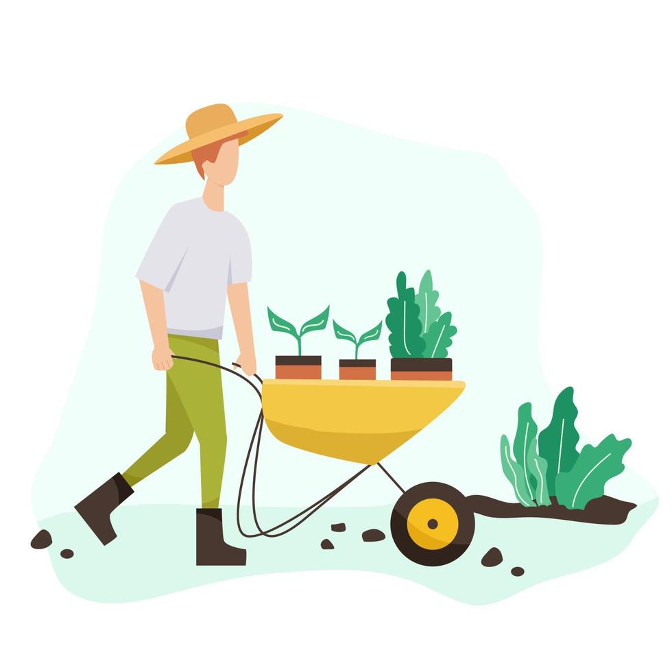 jardinagem pessoas primavera. mulheres de ilustração de conceito de vetor plano, fazendo trabalho de jardim de hobby. conceito de jardinagem de primavera