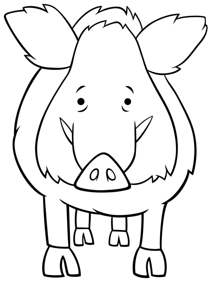 página do livro para colorir personagem animal de desenho animado javali vetor