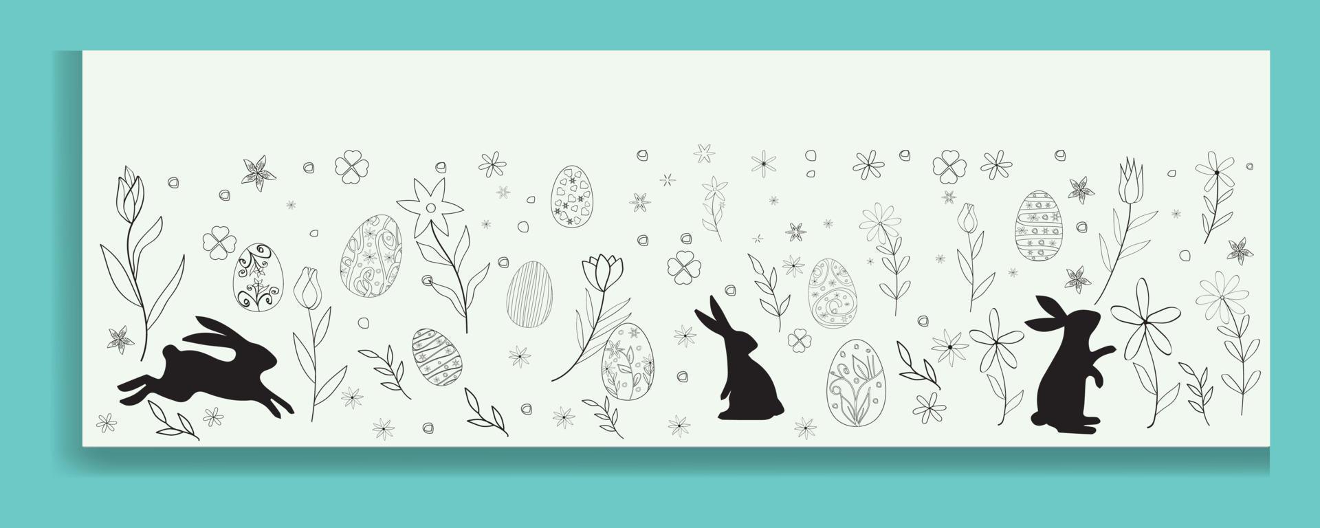bonitos ovos de páscoa desenhados à mão decoração de páscoa divertida, ótimo para banners, papéis de parede, cartões - fundo de desenho vetorial. vetor