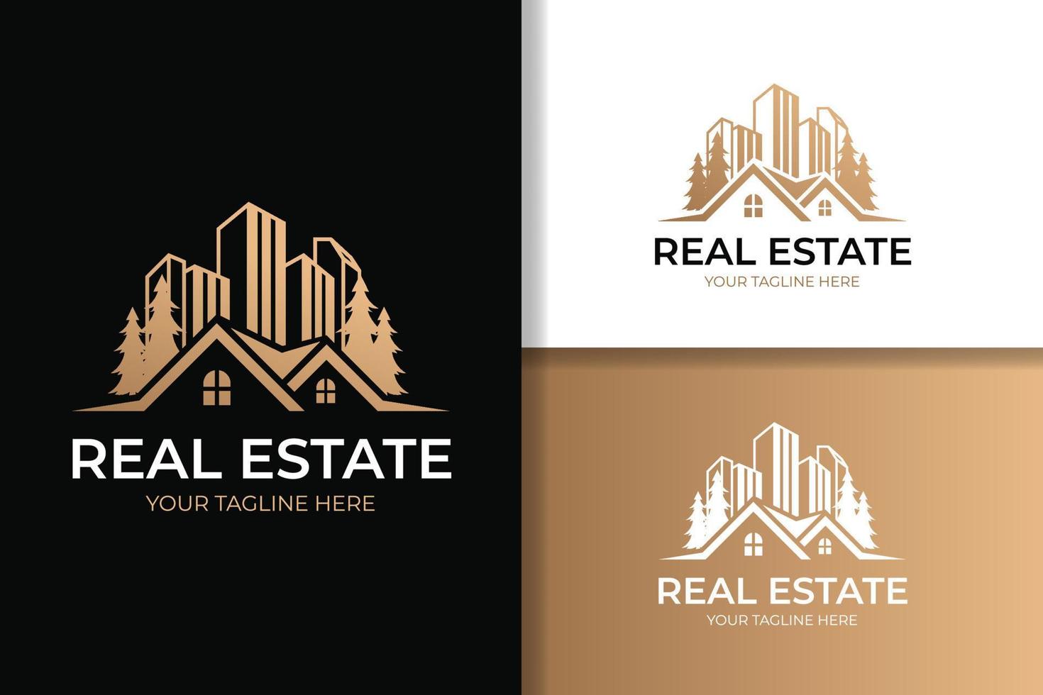 modelo de design de logotipo imobiliário de luxo vetor