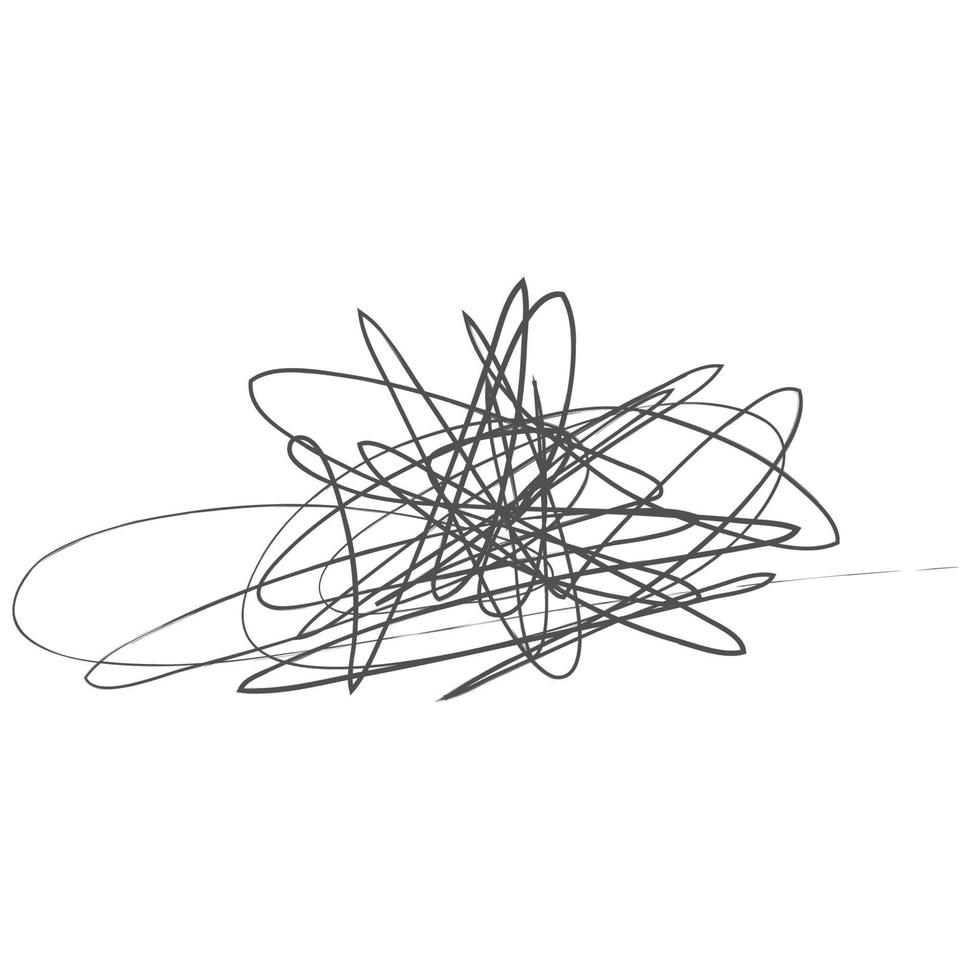 linha desenhada à mão de rabisco abstrato emaranhado. emaranhados vetoriais doodle, linhas pretas. forma abstrata de rabisco. caos, depressão, agressão, maldade vetor