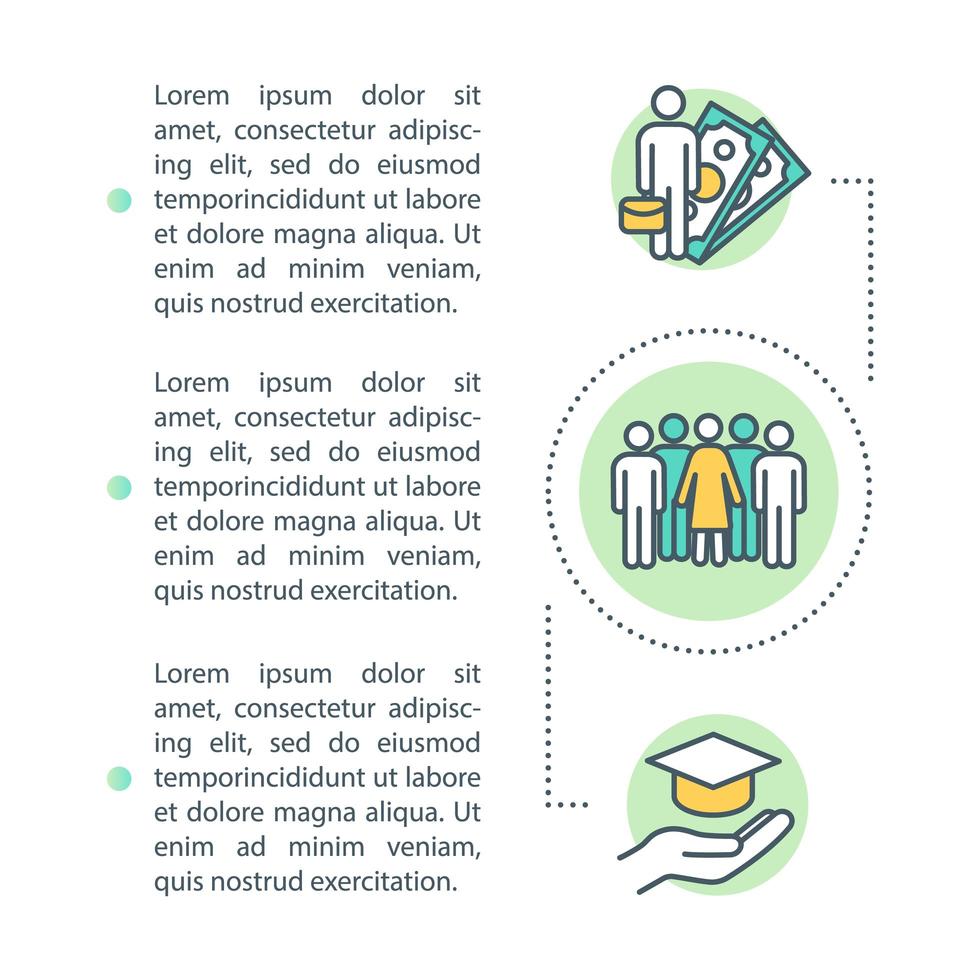 ícone do conceito de custo de educação com texto vetor