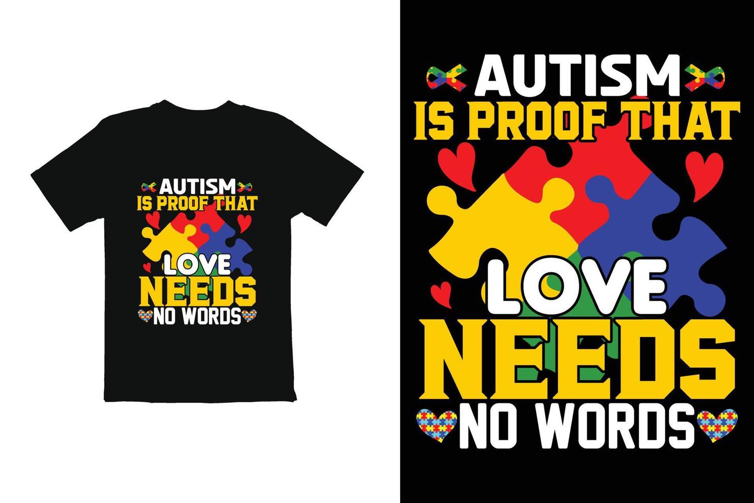 vetor de design de camiseta do dia mundial do autismo. gráficos de camiseta para camisa de caneca etc