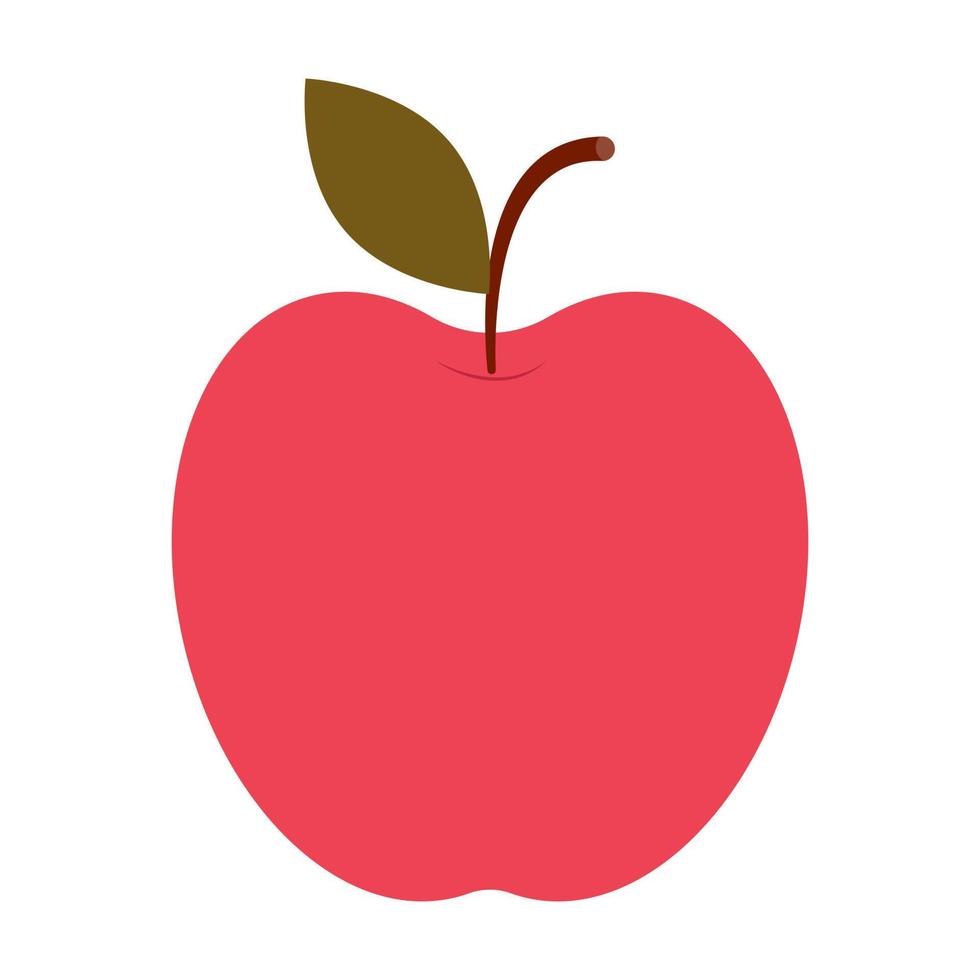 maçã vermelha simples em design plano, ícone de fruta. vetor