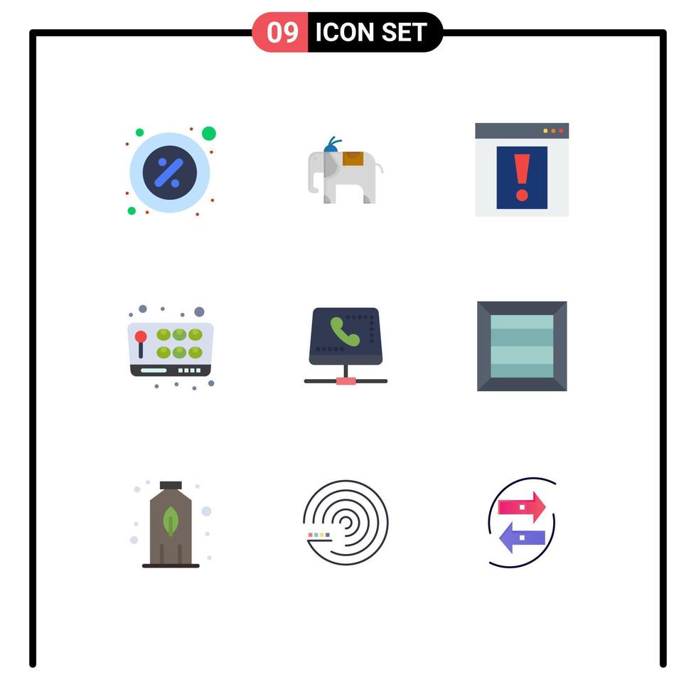 conjunto de cores planas de interface móvel de 9 pictogramas de alerta de chamada de ajuda divertido jogo editável elementos de design vetorial vetor