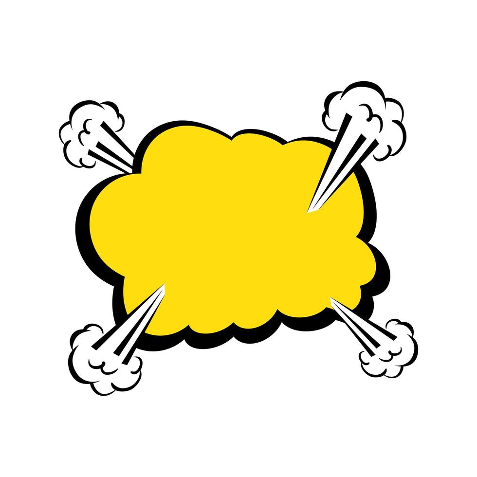 ícone de estilo pop art de explosão de nuvem de cor amarela vetor