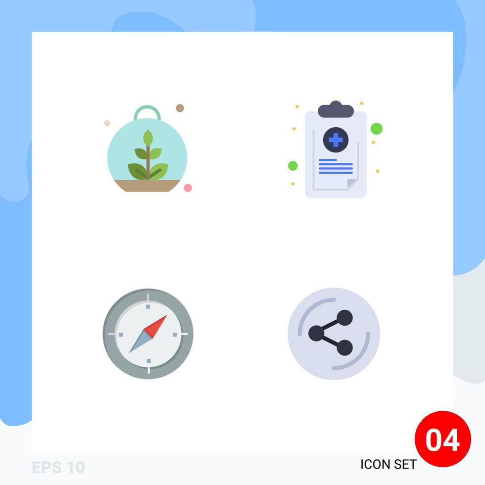 pacote de interface do usuário de 4 ícones planos básicos de crescente lista de primavera de navegação bússola elementos de design de vetores editáveis