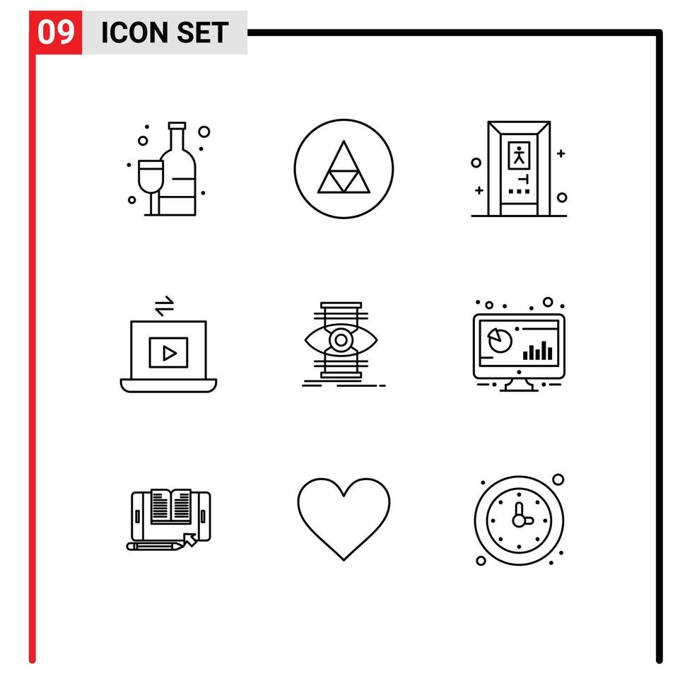 pacote de ícones de vetores de ações de 9 sinais e símbolos de linha para símbolos de jogo de sucesso compartilham elementos de design de vetores editáveis de laptop
