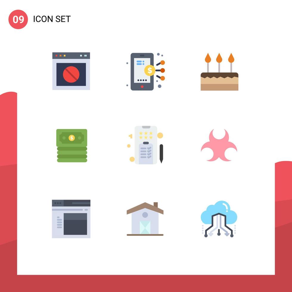 pacote de 9 sinais e símbolos modernos de cores planas para mídia impressa na web, como elementos de design vetorial editáveis de férias bancárias de marketing vetor
