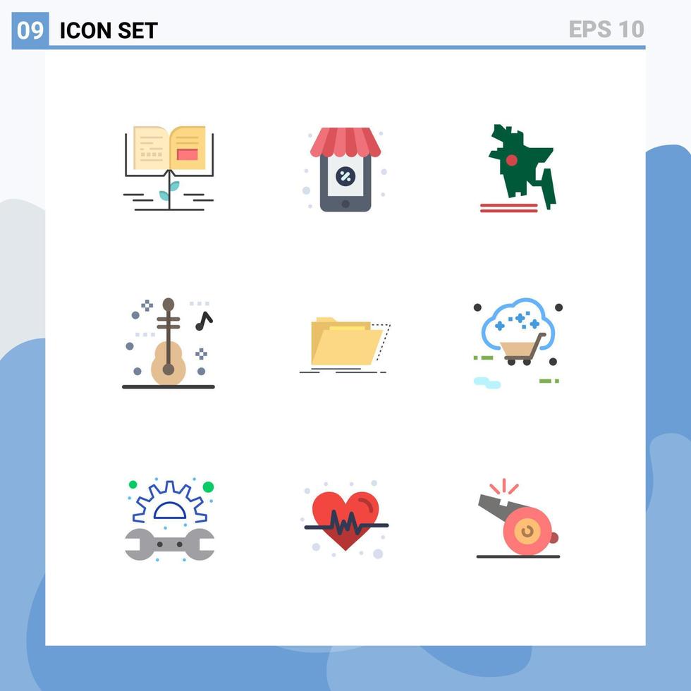 pacote de interface do usuário de 9 cores planas básicas do diretório de pastas catálogo de países de bangladesh viagens elementos de design de vetores editáveis