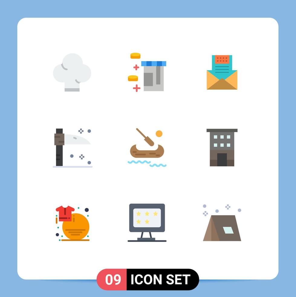 grupo de símbolos de ícone universal de 9 cores planas modernas de elementos de design de vetores editáveis de correio de halloween e férias de barco