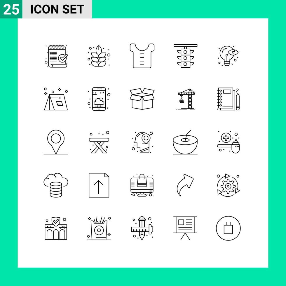 Pacote de linha de interface de usuário 25 de sinais e símbolos modernos de elementos de design de vetores editáveis de sinal de trânsito de bebê de trem de processo