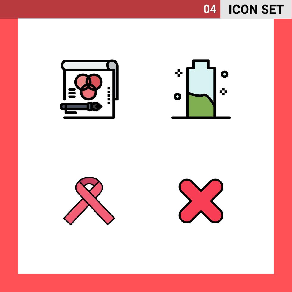 pacote de ícones vetoriais de estoque de 4 sinais e símbolos de linha para elementos de design de vetores editáveis de consciência de carga de caneta de cor