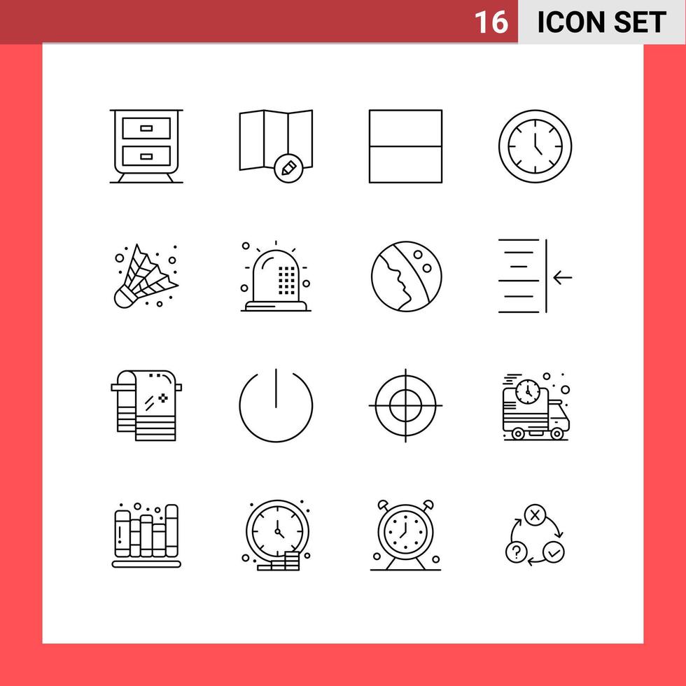 conjunto de 16 sinais de símbolos de ícones de interface do usuário modernos para forma de móveis de doenças ambulância acampamento elementos de design de vetores editáveis