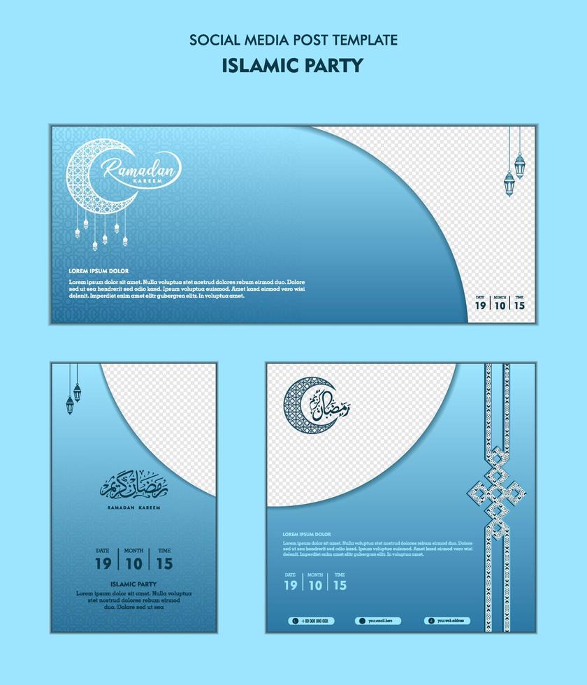 conjunto de modelo de postagem de mídia social para ramadan kareem e bom para e bom para outra festa islâmica vetor