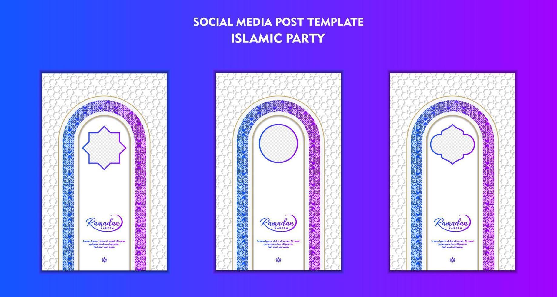 conjunto de modelo quadrado de postagem de mídia social para ramadan kareem e bom para e bom para outra festa islâmica vetor