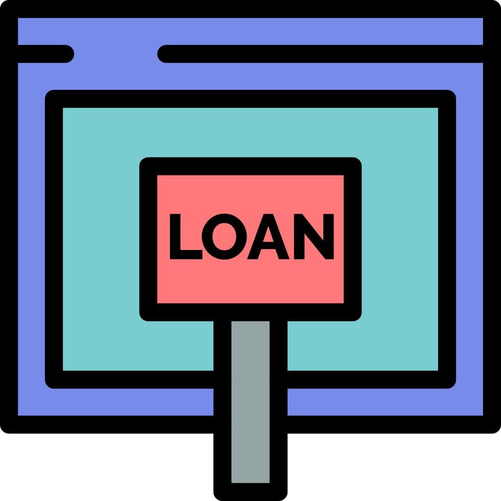 modelo de banner de ícone de vetor de ícone de cor plana de crédito on-line empréstimo de internet