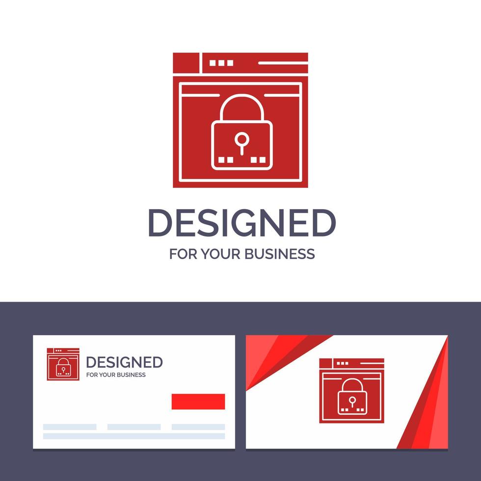 cartão de visita criativo e modelo de logotipo login seguro layout da web ilustração em vetor bloqueio de senha