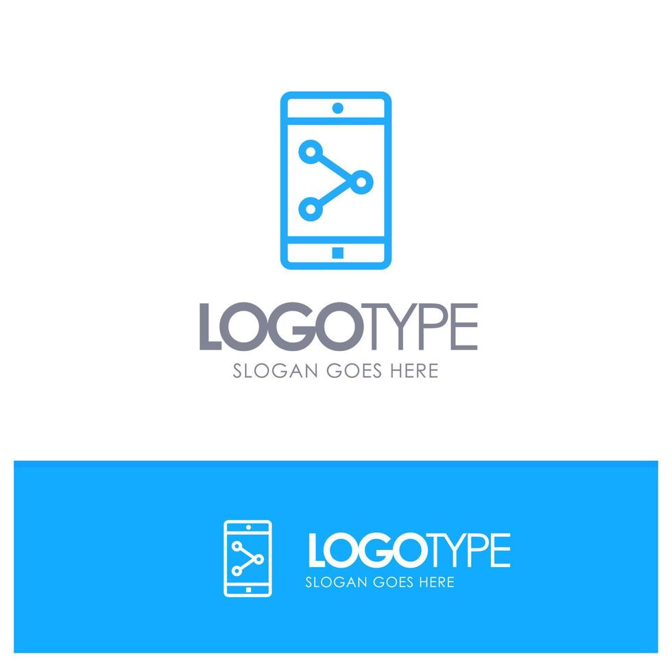 aplicativo compartilhar aplicativo móvel móvel contorno azul logotipo lugar para tagline vetor