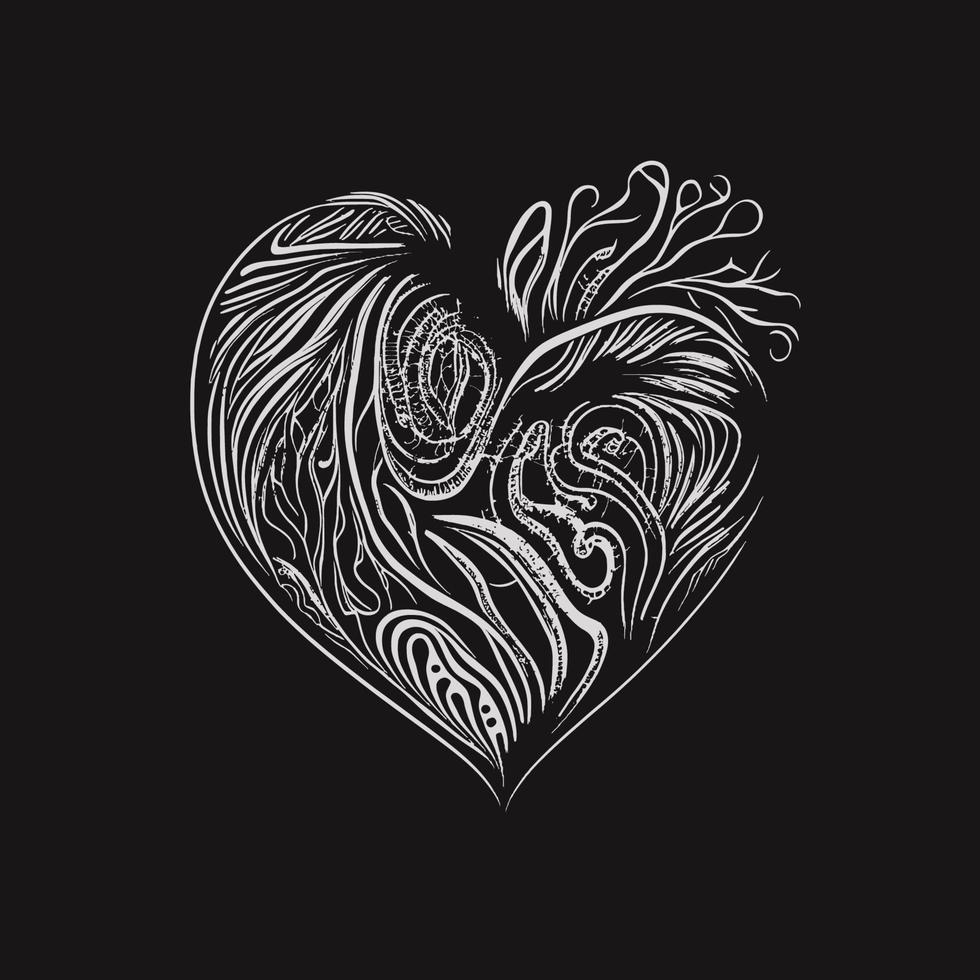sinal de ícone de coração desenhado à mão - desenho de pincel caligrafia coração símbolo de coração negro - ilustração vetorial de desenho de coração vetor