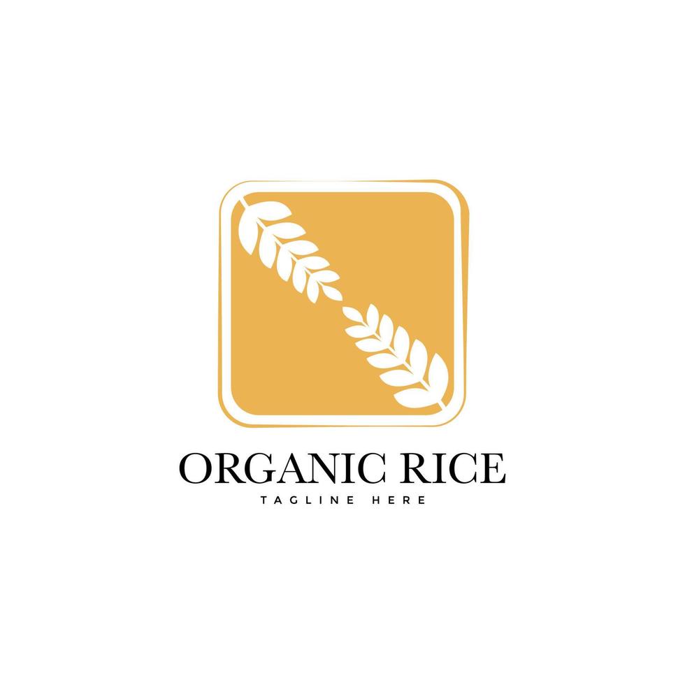 design de logotipo de banner de produto natural orgânico de arroz premium vetor