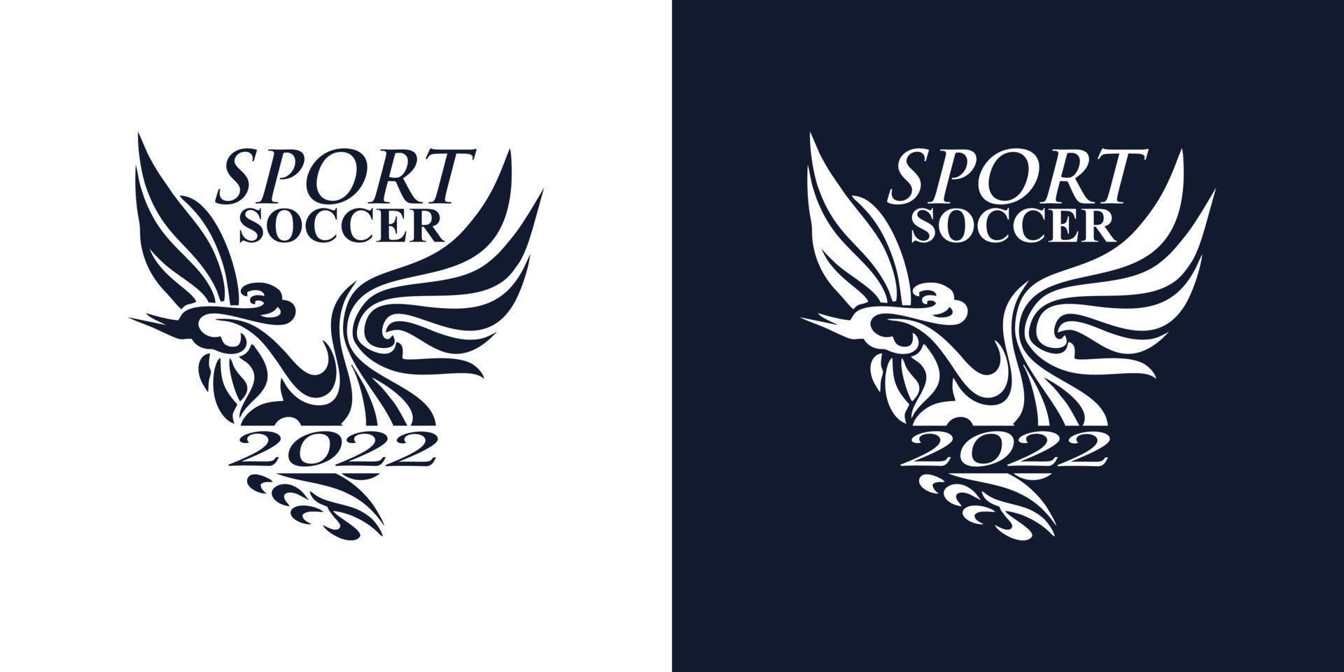 design de logotipo elegante de futebol esportivo. fundo escuro e branco vetor