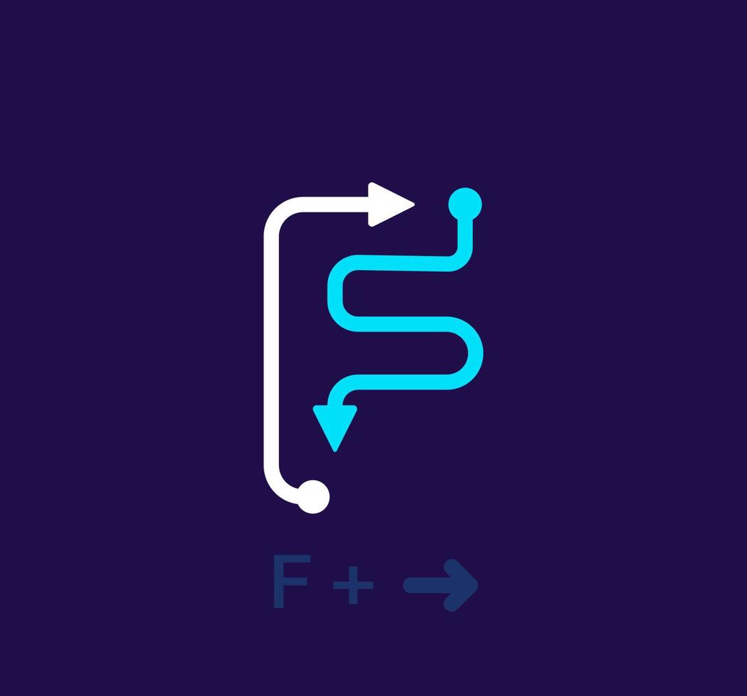 logotipo linear da letra f. logotipo único. carta abstrata ícone de alvo de seta rotativa simples. vetor de identidade corporativa eps.