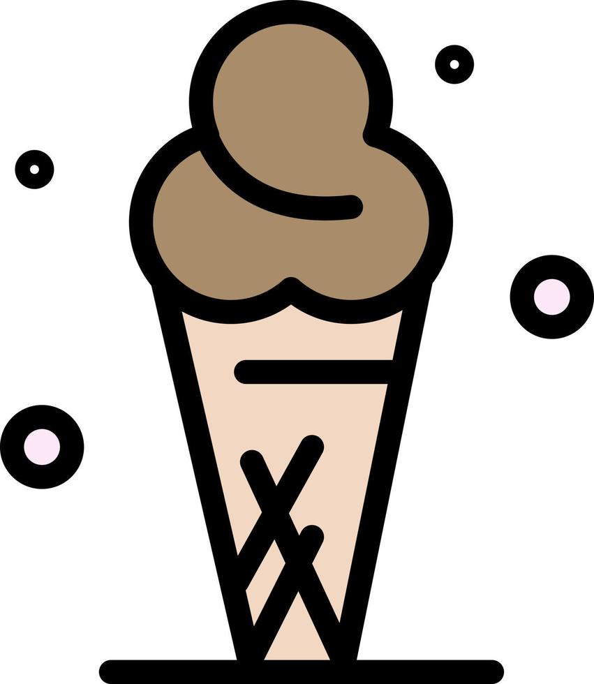 modelo de banner de ícone de vetor de ícone de cor plana de casquinha de sorvete de sorvete