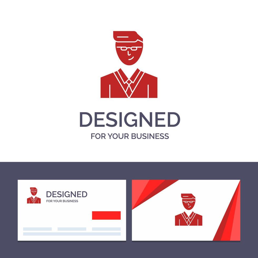 cartão de visita criativo e modelo de logotipo homem gerente de usuário estudante ilustração vetorial vetor