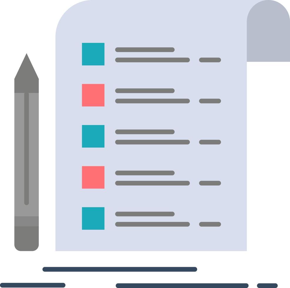 modelo de banner de ícone de vetor de ícone de cor plana de lista de verificação de cartão de fatura de relatório de arquivo