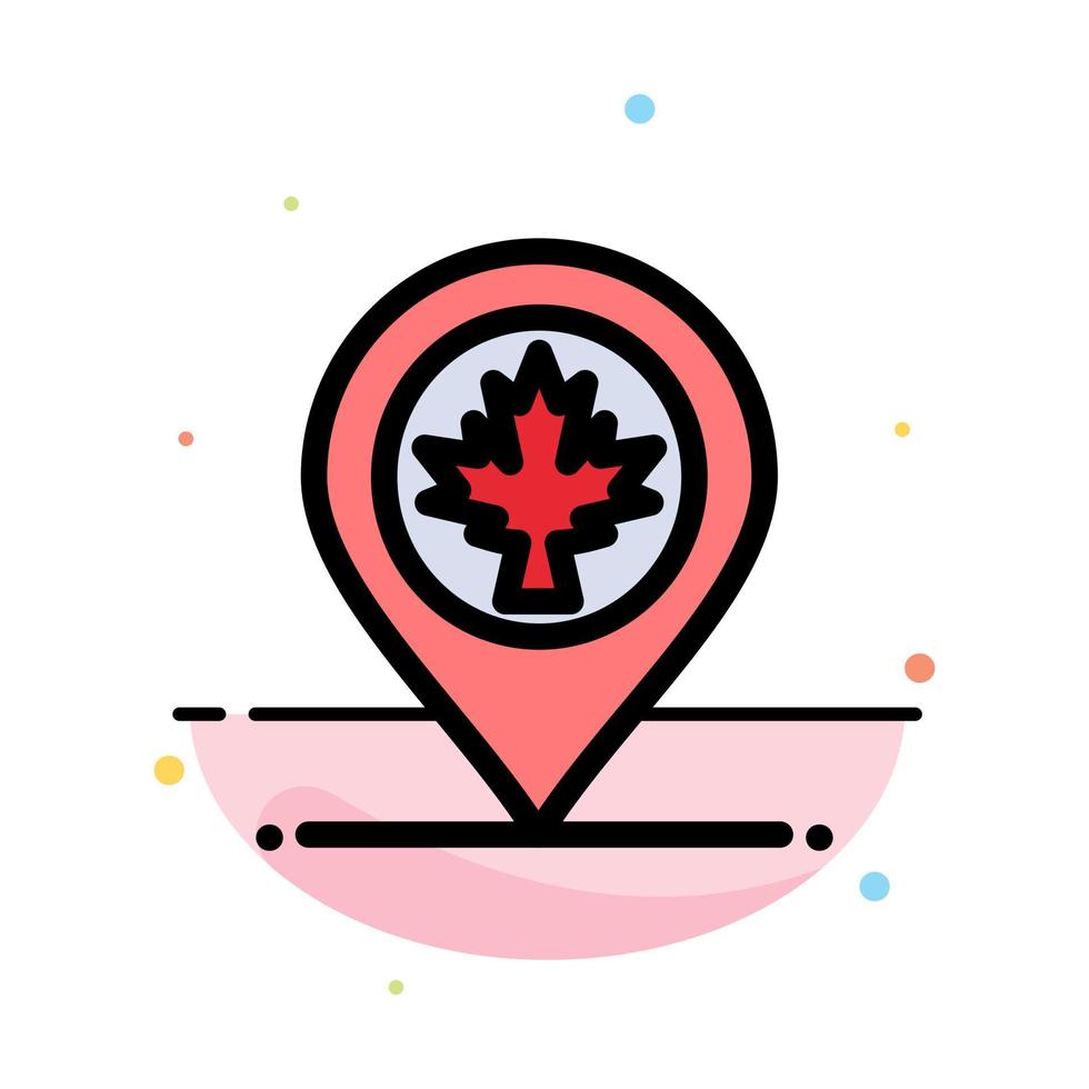 local do mapa modelo de ícone de cor plana abstrata de folha do Canadá vetor