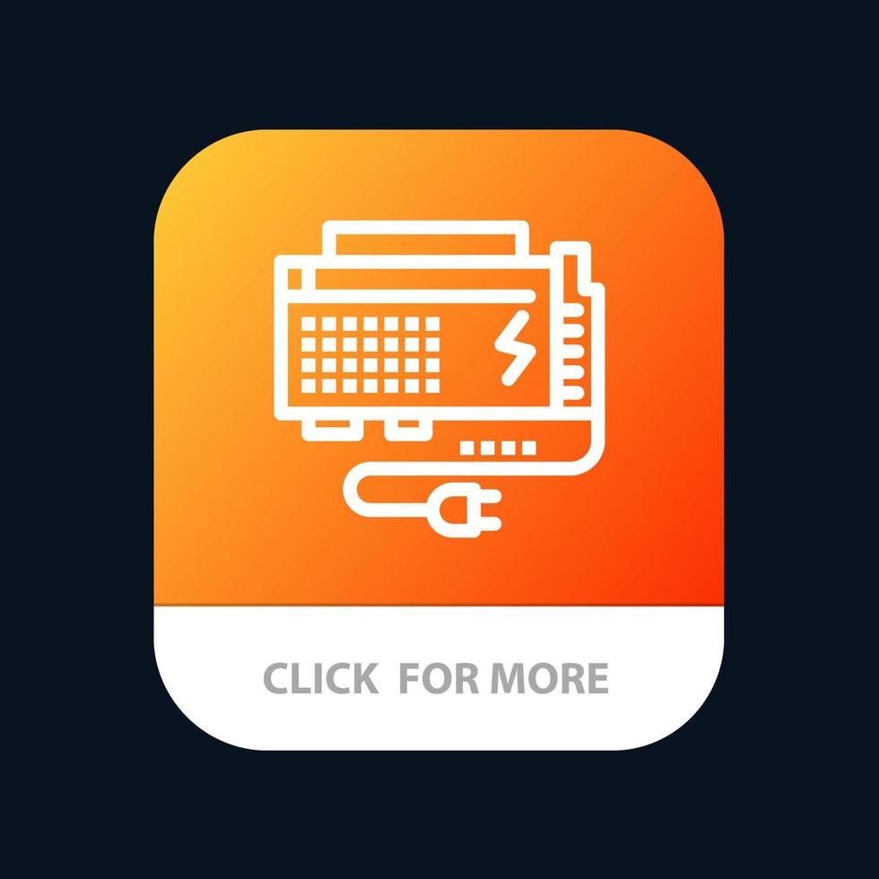 bateria apc fonte de energia do computador botão do aplicativo móvel versão da linha android e ios vetor