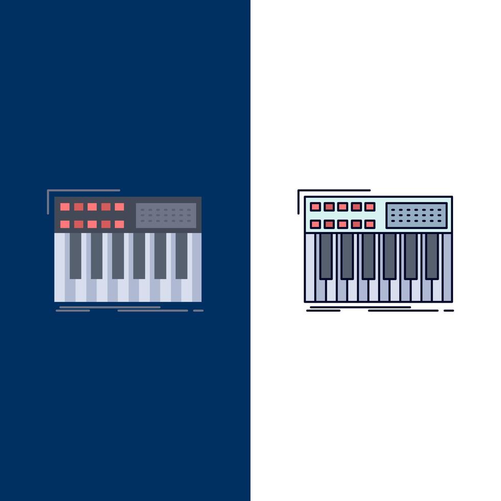 teclado de sintetizador sintetizador midi sintetizador vetor de ícone de cor plana